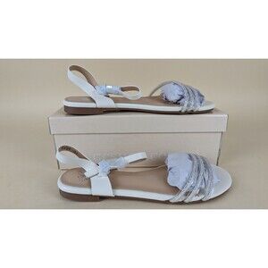 CC Shoes Saige Ankle Strap Sandals Womens 9.5 White Faux Leather Strappy NWB